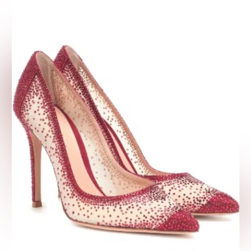 Gianvito‎ Rossi Rania 105 crystal-embellished pumps EU 38 US 8 red heels - Picture 13 of 14
